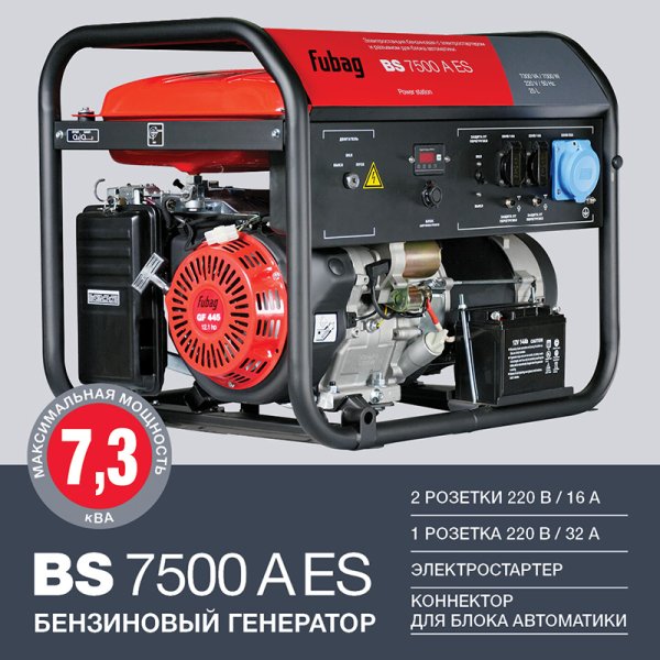 FUBAG Бензиновый генератор с электростартером и коннектором автоматики BS 7500 A ES в Орле фото