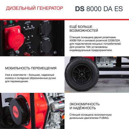 FUBAG Дизельный генератор (трехфазный) с электростартером и коннектором автоматики DS 8000 DA ES в Орле фото